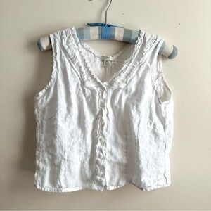 J. Jill • Cropped 100% Linen Button Up Tank Top